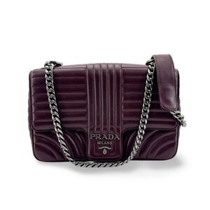 Prada Chain Flap Diagramme Quilted Leather Burgundy Leather Shoulder Bag Bag